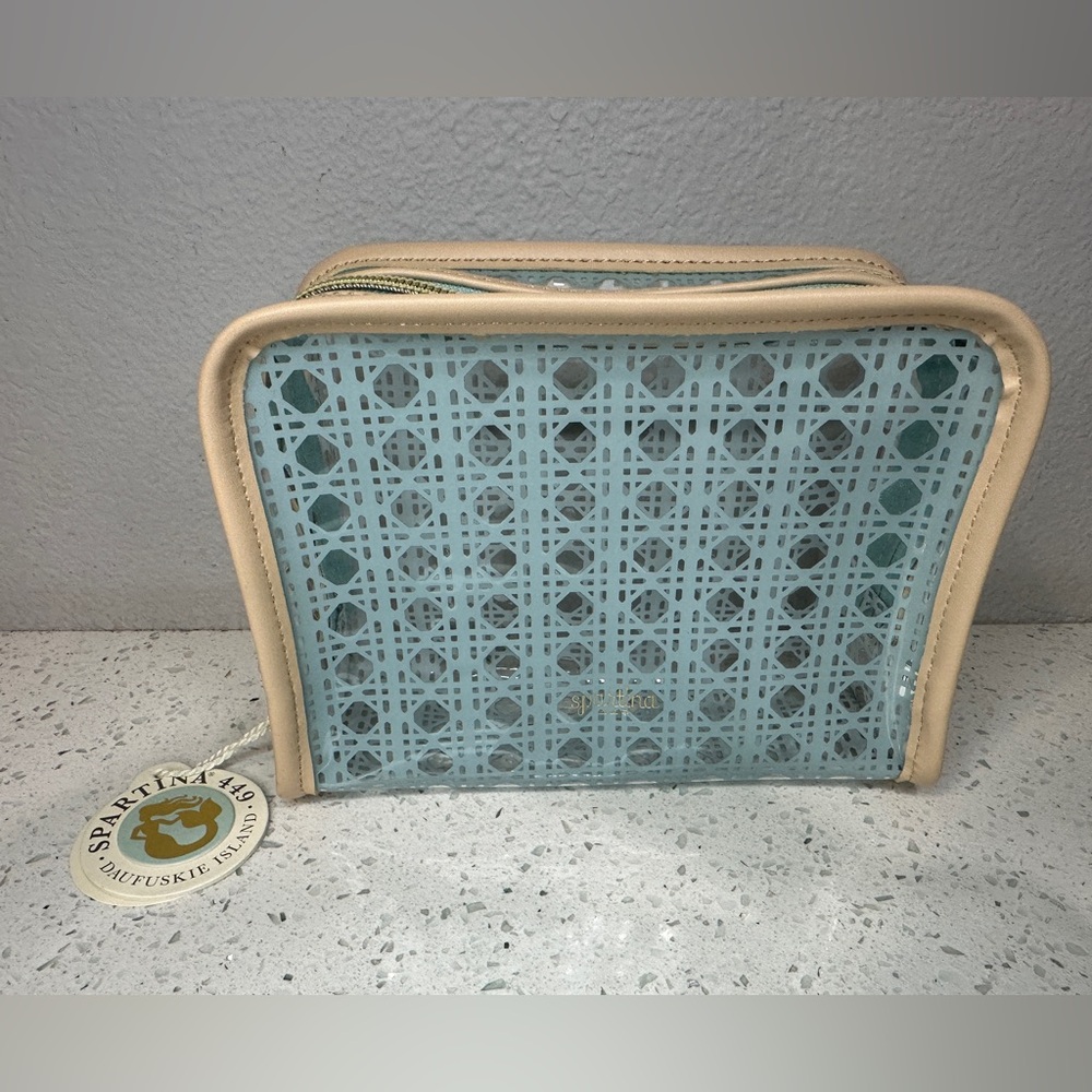 Spartina 449 Light Blue and Beige Clear Cosmetic Bag